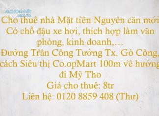 Cho Thuê Nhà Mặt Tiền Đường Lớn Nguyên Căn Thích hợp làm văn phòng, kinh doanh, ở .....