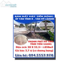 BÁN ĐẤT MẶT TIỀN RỘNG TẠI ẤP TÂN TỈNH B , TÂN MỸ CHÁNH, THÀNH PHỐ MỸ THO, TỈNH TIỀN GIANG