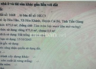 Bán đất sổ hồng mặt tiền đường Quốc lộ 1A.