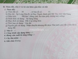 Cần bán đất Xã Đạo Thạnh TP MỸ Tho Tiền Giang.