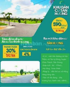 Bán đất tân hương, tiền giang dt 92.4m2 thổ cư, sổ hồng giá 579 triệu